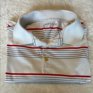 💰4/$20 Men’s Red and Black Striped Nike Golf Polo | Size L